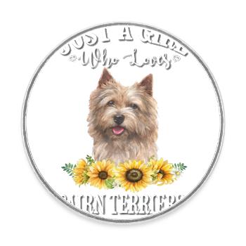Cairn Terrier - Magnet rond - blanc - Devant