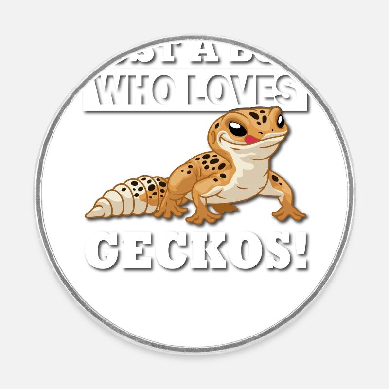 Gecko léopard - Magnet rond - blanc