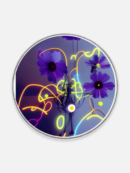 Blumen violett - Runder Kühlschrankmagnet - Weiß