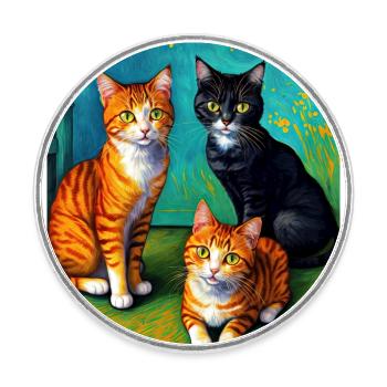 Impressionistic Cat Impressionism Cats Painting C - Round  fridge magnet - white - Front