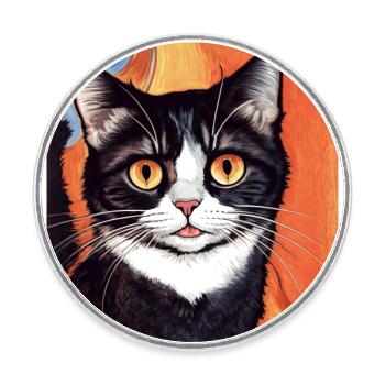 Impressionistic Funny Cat Screaming Impressionism - Round  fridge magnet - white - Front