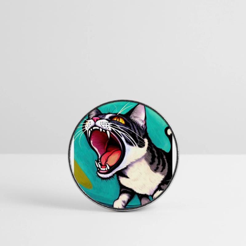 Impressionniste Chat Drôle Criant Impressionnisme Magnet rond