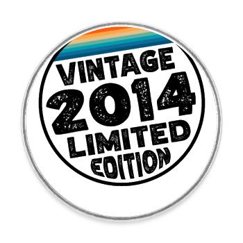 Vintage 2014 Cadeau d’anniversaire Fête des enfants - Magnet rond - blanc - Devant