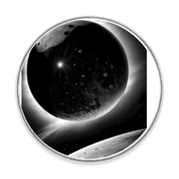 Dark Planet and Moon Solar System Galaxy Star - Round  fridge magnet - white - Front