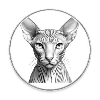 Coole Sphynx-Katze - Runder Kühlschrankmagnet - Weiß - Vorne