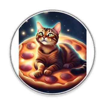 Pizza cat - Round  fridge magnet - white - Front
