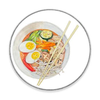 Ramen Suppe japanische Nudelsuppe Japan China - Runder Kühlschrankmagnet - Weiß - Vorne