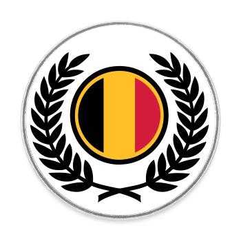 Belgique (drapeau & couronne de laurier) - Magnet rond - blanc - Devant