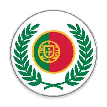 Portugal (flag & laurel wreath) - Round  fridge magnet - white - Front