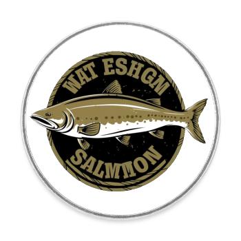 Logo d’ange Saumon - Magnet rond - blanc - Devant