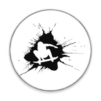 Skater Splash Skate Skateboard - Runder Kühlschrankmagnet - Weiß - Vorne