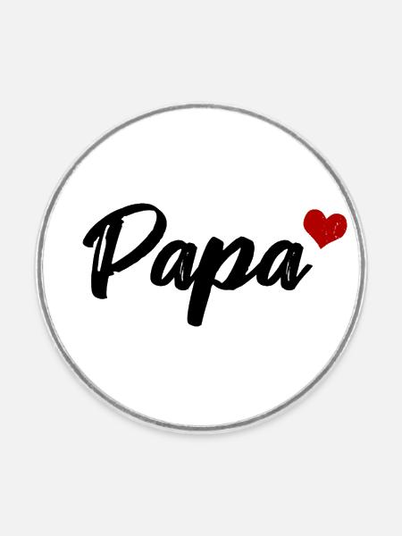 Papa Herz Liebe Vater - Runder Kühlschrankmagnet - Weiß