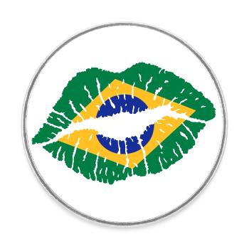 Kussmund (Brasilien) - Runder Kühlschrankmagnet - Weiß - Vorne