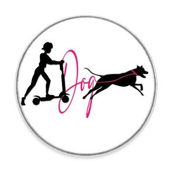 Hundesport Hundetraining Scooter - Runder Kühlschrankmagnet - Weiß - Vorne