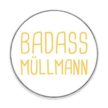 Garbage Man Badass - Round  fridge magnet - white - Front
