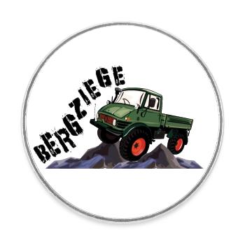 Chèvres de montagne - Unimog - Hors route - Oldtimer - Magnet rond - blanc - Devant