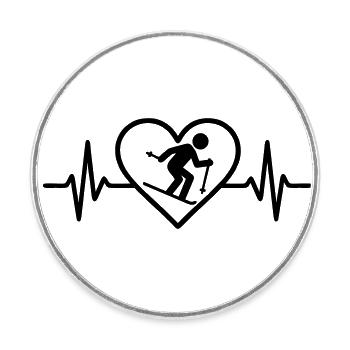 Heart Ski Winter Sports - Round  fridge magnet - white - Front