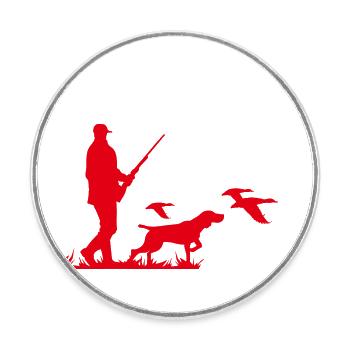 Entenjagd Jäger Jagdhund Waidmann in rot - Runder Kühlschrankmagnet - Weiß - Vorne