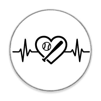 Baseball bat and ball heart - Round  fridge magnet - white - Front