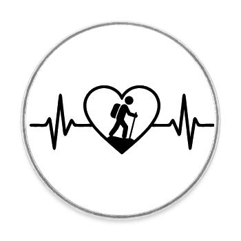 Hiking Nature Outdoor Heart - Round  fridge magnet - white - Front