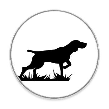 Jagdhund Vorstehhund Silhouette Hundeführer - Runder Kühlschrankmagnet - Weiß - Vorne