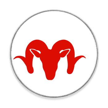 Mufflon Widder Hörner Jagd Symbol Waidmann - Runder Kühlschrankmagnet - Weiß - Vorne