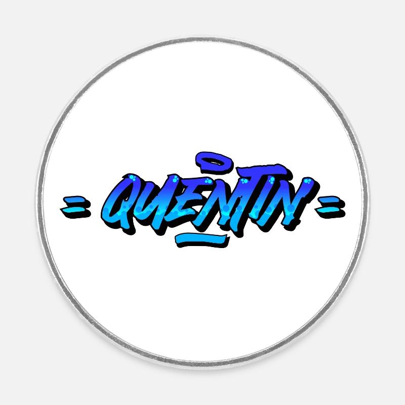 Graffiti First Name Quentin - Round  fridge magnet - white