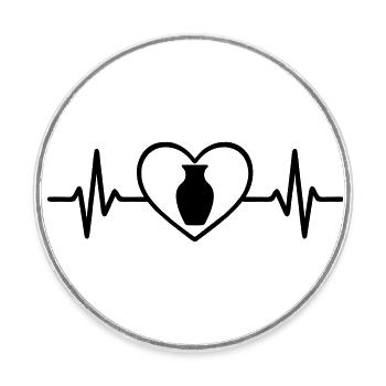 Pottery Vase Heart - Round  fridge magnet - white - Front