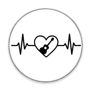 Guitariste Guitare Coeur - Magnet rond - blanc - Devant