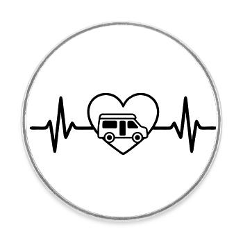 Vanlife Mein Herz fährt mit - Runder Kühlschrankmagnet - Weiß - Vorne