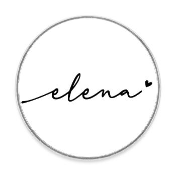 Elena Cursive Name - Round  fridge magnet - white - Front