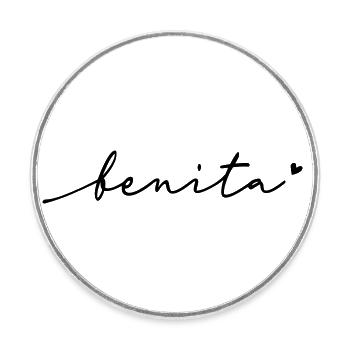 Nom cursif de Benita - Magnet rond - blanc - Devant