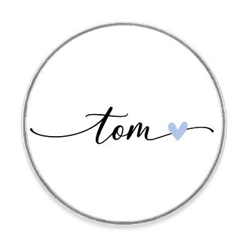 Tom Name Calligraphy Font - Round  fridge magnet - white - Front