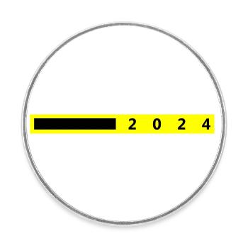 2024 year - Round  fridge magnet - white - Front
