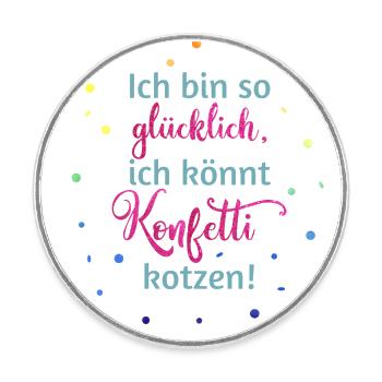 Konfetti kotzen - Runder Kühlschrankmagnet - Weiß - Vorne