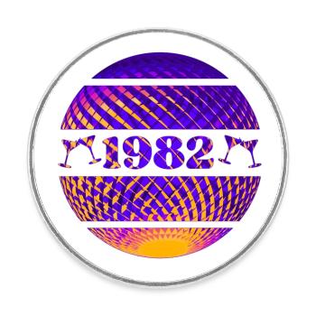 1982 - Runder Kühlschrankmagnet - Weiß - Vorne