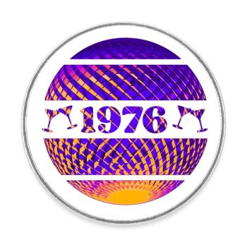 1976 - Runder Kühlschrankmagnet - Weiß - Vorne