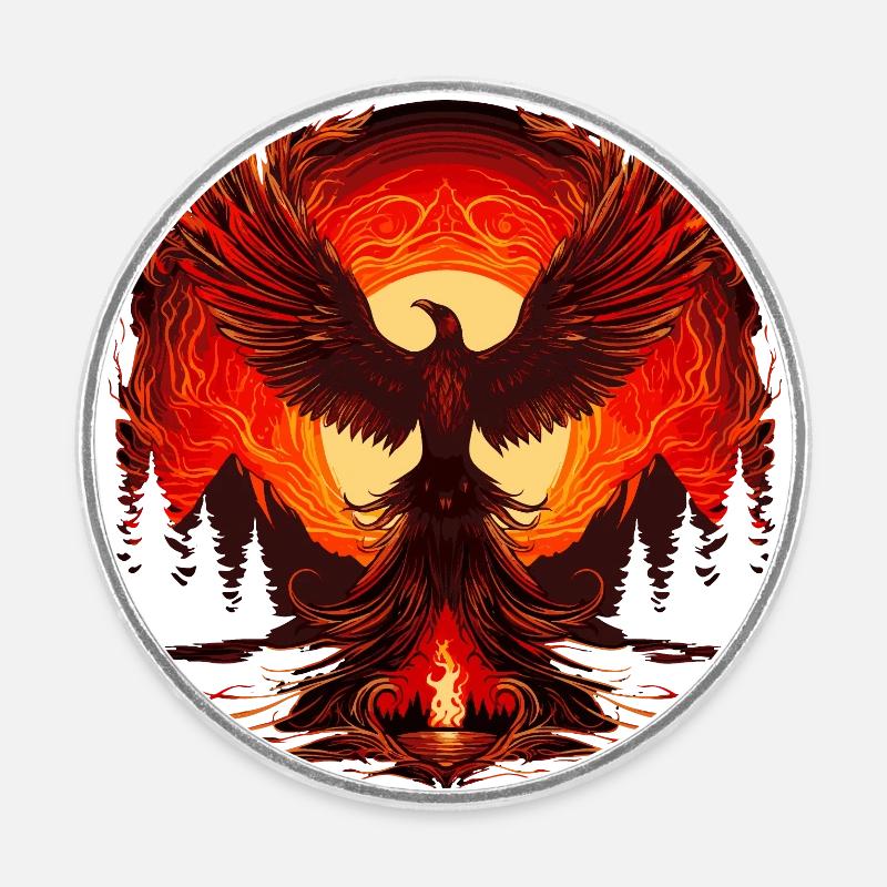 La renaissance du Phénix - Magnet rond - blanc