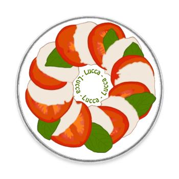Lucca "Caprese" - Runder Kühlschrankmagnet - Weiß - Vorne