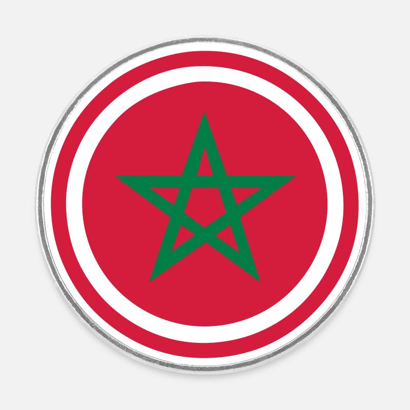 Maroc Emblème - Magnet rond - blanc