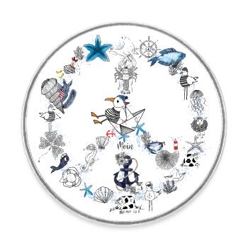 Peace - Round  fridge magnet - white - Front