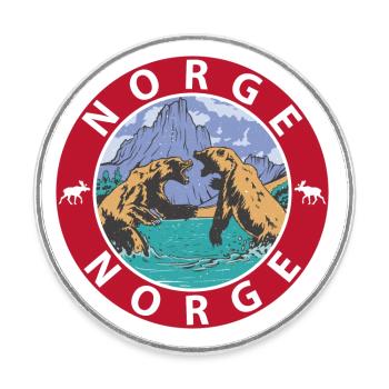Norwegen - Runder Kühlschrankmagnet - Weiß - Vorne
