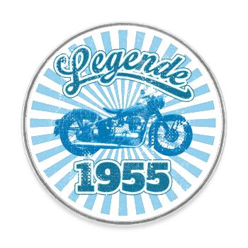 Légende de la moto 1955 RDA - Magnet rond - blanc - Devant