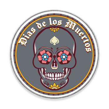 Dias de los Muertos - Runder Kühlschrankmagnet - Weiß - Vorne