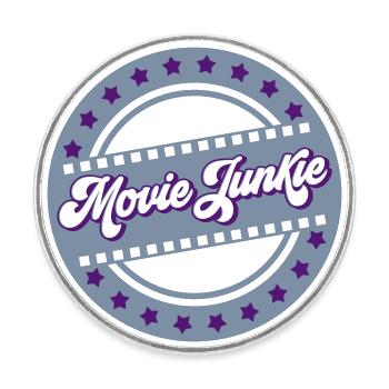 Farben änderbar | Movie Junkie - Runder Kühlschrankmagnet - Weiß - Vorne