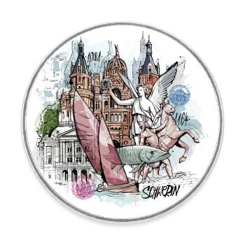 Schwerin Illustration - Magnet rond - blanc - Devant