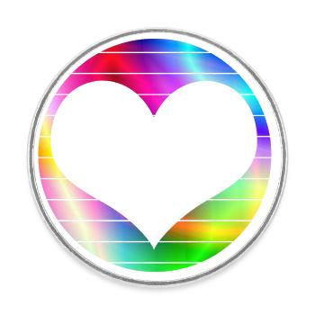 Regenbogen Herz Liebe LGBT - Runder Kühlschrankmagnet - Weiß - Vorne