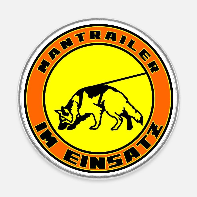 Mantrailer in action Old German Shepherd - Round  fridge magnet - white