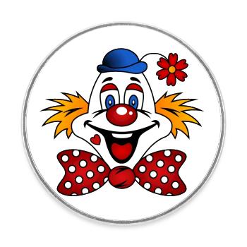 Clown - Round  fridge magnet - white - Front
