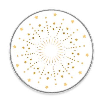 Star Mandala Gold - a sunny yoga motif - Round  fridge magnet - white - Front